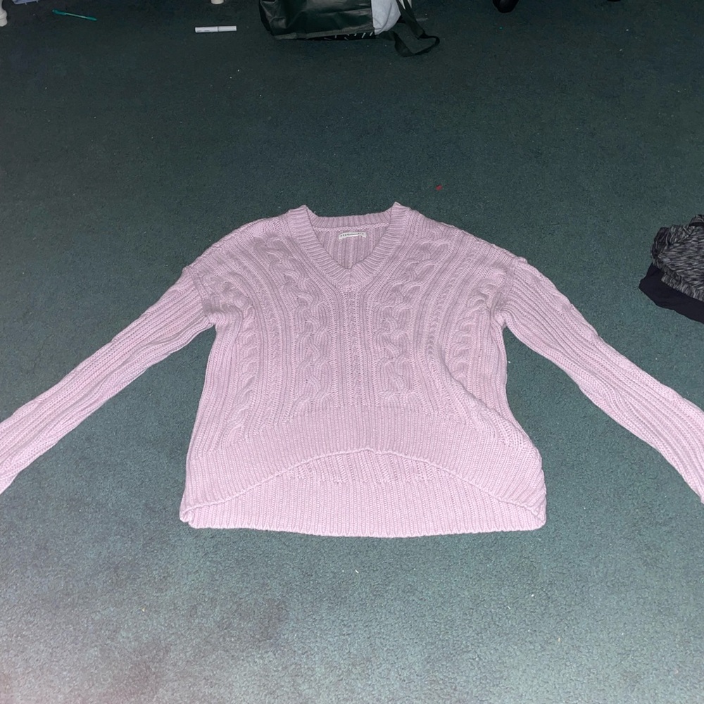 Women's Purple Cable Knit Sweater